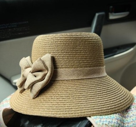 Summer flower women's dome hat straw braid sunbonnet beach cap strawhat millinery