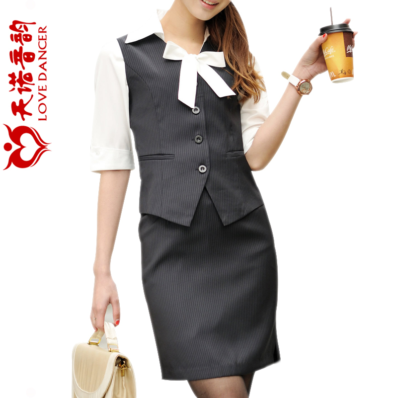 Summer frock women's commercial stripe slim ol suit vest set