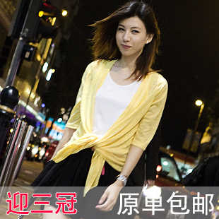 Summer half sleeve medium-long thin female cardigan sun shirt air conditioning shirt 77131