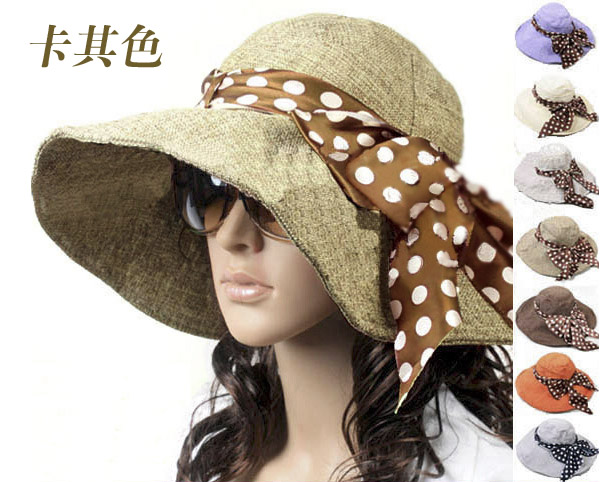 Summer hat sun hat sunbonnet female summer anti-uv beach cap big linen sun hat