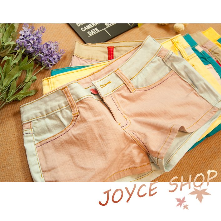 Summer hot-selling 100% cotton candy color multicolour juxtaposition 100% cotton shorts g88