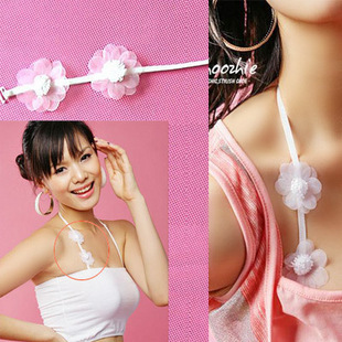 Summer hot-selling sexy sweet lace flower halter-neck shoulder strap black and white