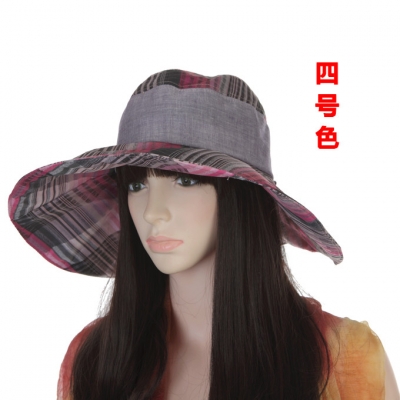 summer hot-selling stripe cotton  women's folding large-brimmed hat bandeaus bow sunbonnet sun freeshipping