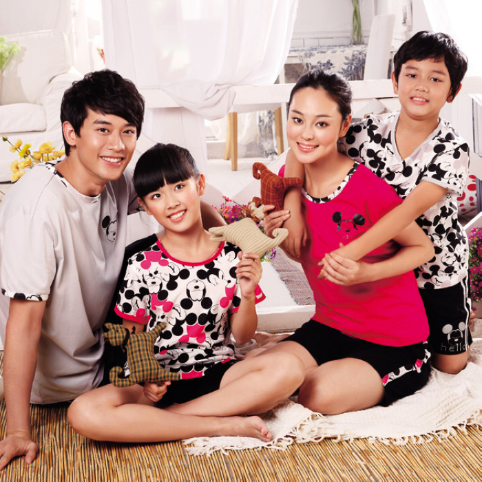 Summer knitted cotton short-sleeve lovers sleepwear lounge set 82109