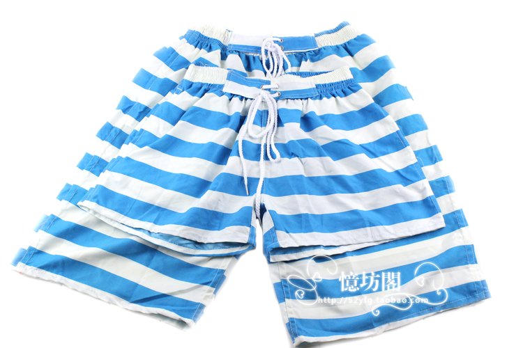 Summer Korean couple beach Stripe  pants  free shipping