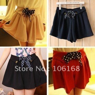 Summer Korean women loose divided skirts high waist retro shorts, casual hot pants 9037