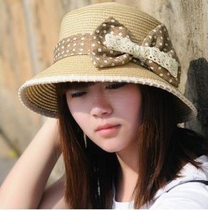Summer lace bow decoration bucket hat strawhat sunscreen sun-shading hat freeshipping