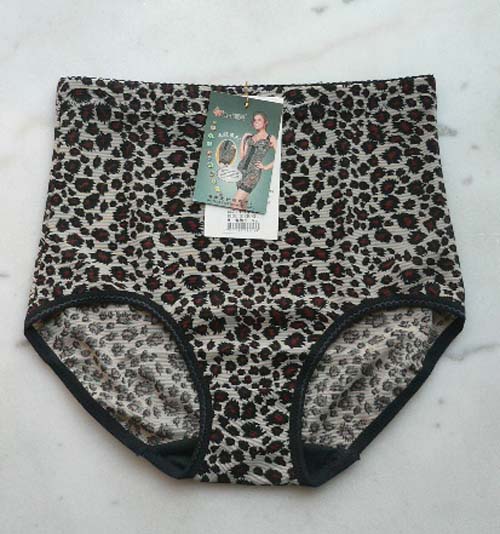 Summer leopard print high waist abdomen drawing thin body shaping pants
