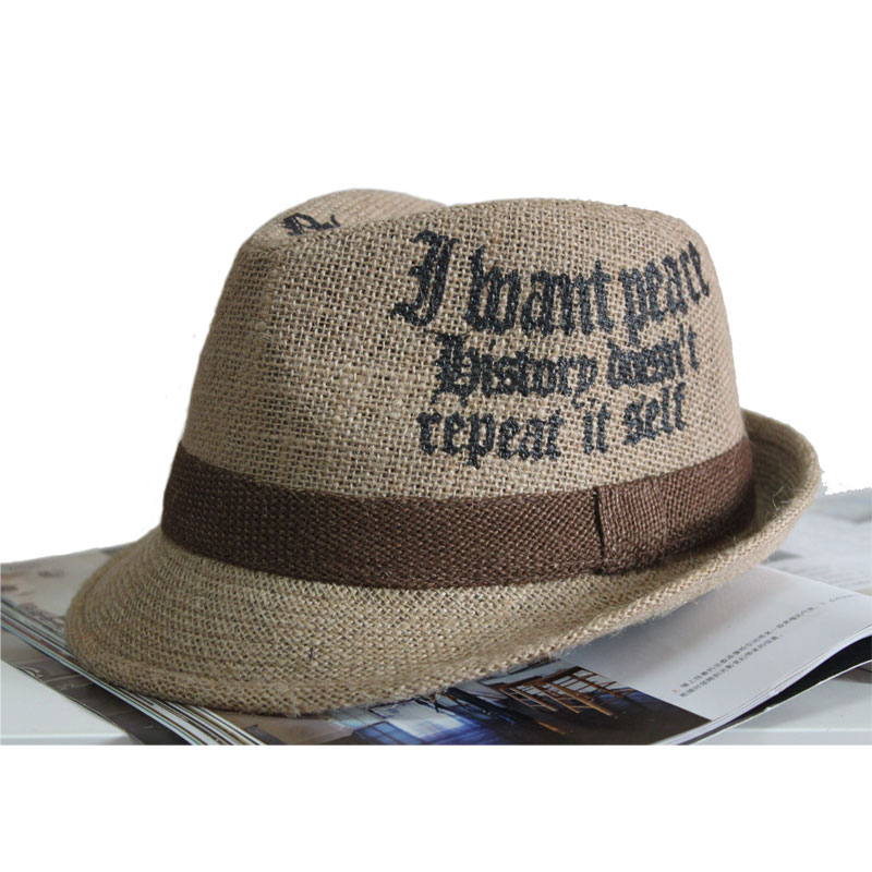 Summer linen roll-up hem jazz hat strawhat hat summer male women's sunbonnet sun