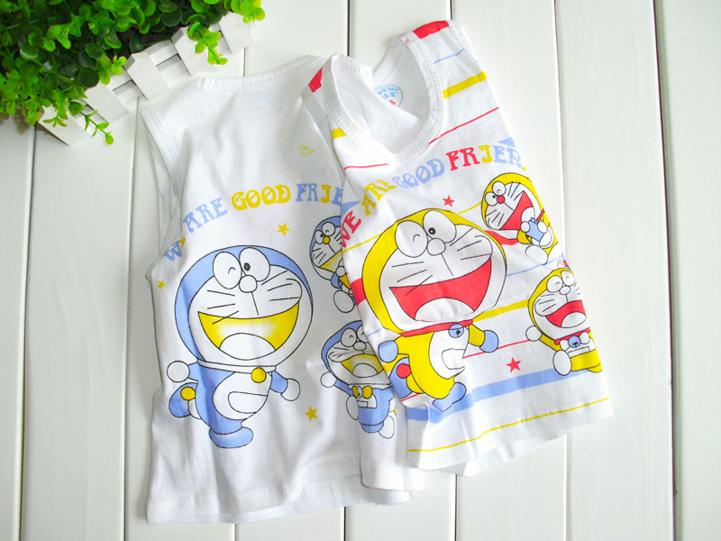 Summer male child girls clothing baby child 100% DORAEMON cotton sleeveless vest t-shirt baby clothes