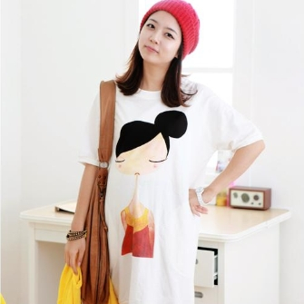 Summer maternity clothing long design print short-sleeve maternity t-shirt maternity top hlq80