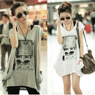 Summer maternity clothing maternity short-sleeve top maternity t-shirt fashion plus size maternity loose long t