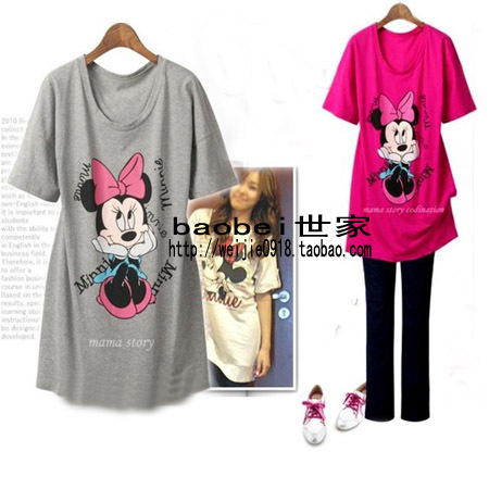 Summer maternity clothing maternity t-shirt o-neck MICKEY maternity short-sleeve top
