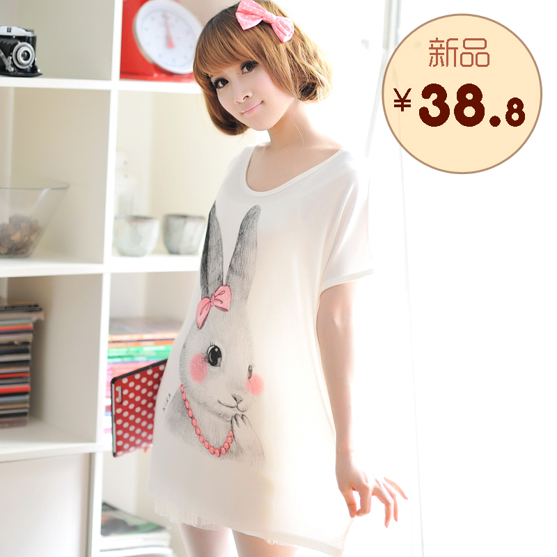 Summer maternity clothing rabbit modal short-sleeve top sweet plus size loose maternity t-shirt