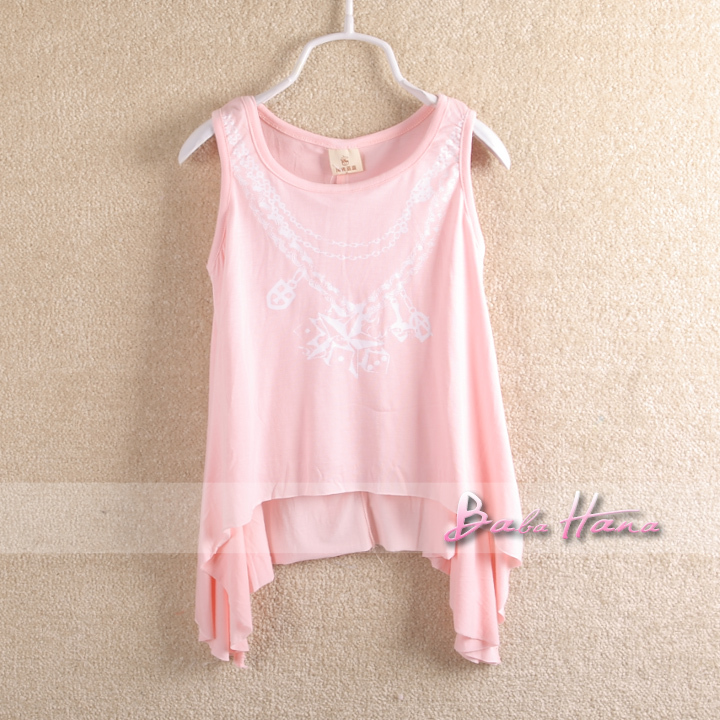 Summer new arrival 2012 child baby girls clothing cotton modal 100% T-shirt sleeveless vest basic shirt