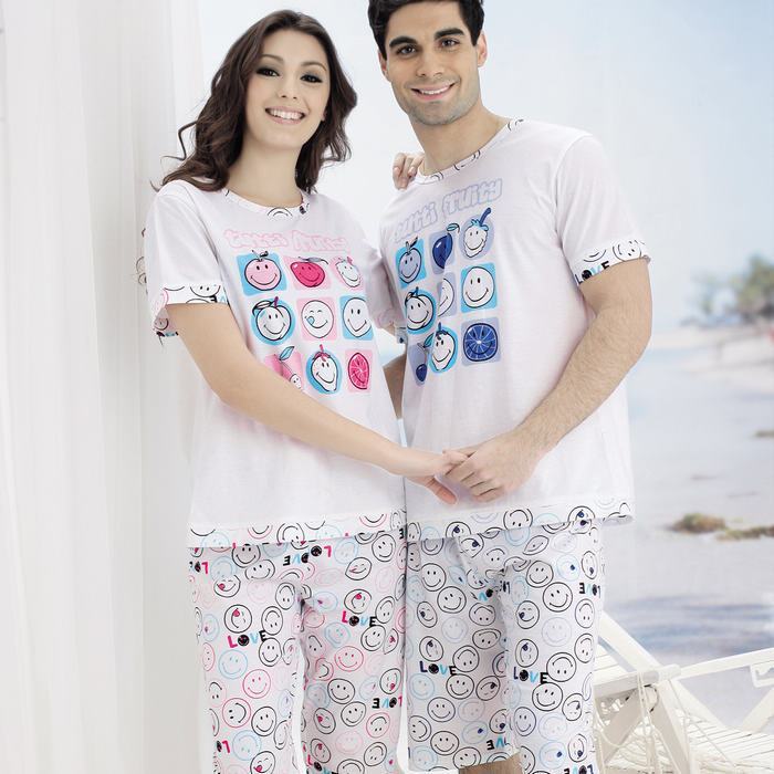 Summer new arrival knitted cotton short-sleeve sleepwear lounge lovers set 5007a