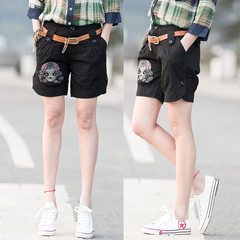 Summer new arrival women's casual shorts loose 100% cotton casual pants embroidery plus size bloomers shorts trousers