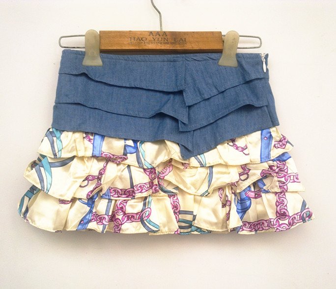 summer new arrive 3-9 yrs baby girls flower denim jeans skirt kids dresses 4pcs/lot free shipping