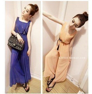 Summer new  thin trousers, chiffon one-piece pants jumpsuit