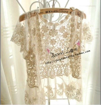 Summer pearl cutout crochet patchwork lace decoration cardigan vest waistcoat shirt lace 0190 z