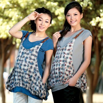 Summer plaid fashion maternity clothing maternity top