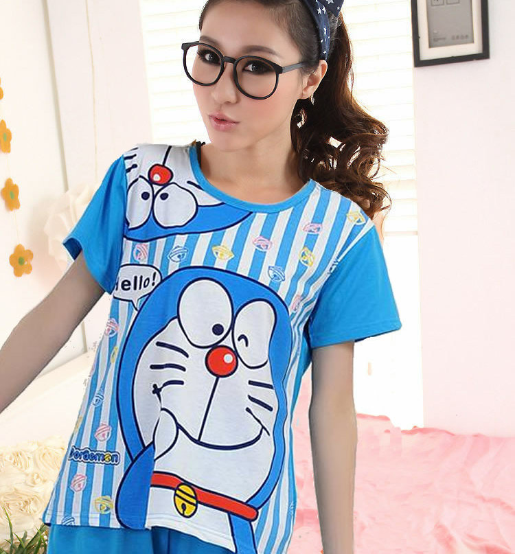 Summer princess women's short-sleeve cartoon a sleep set DORAEMON lounge