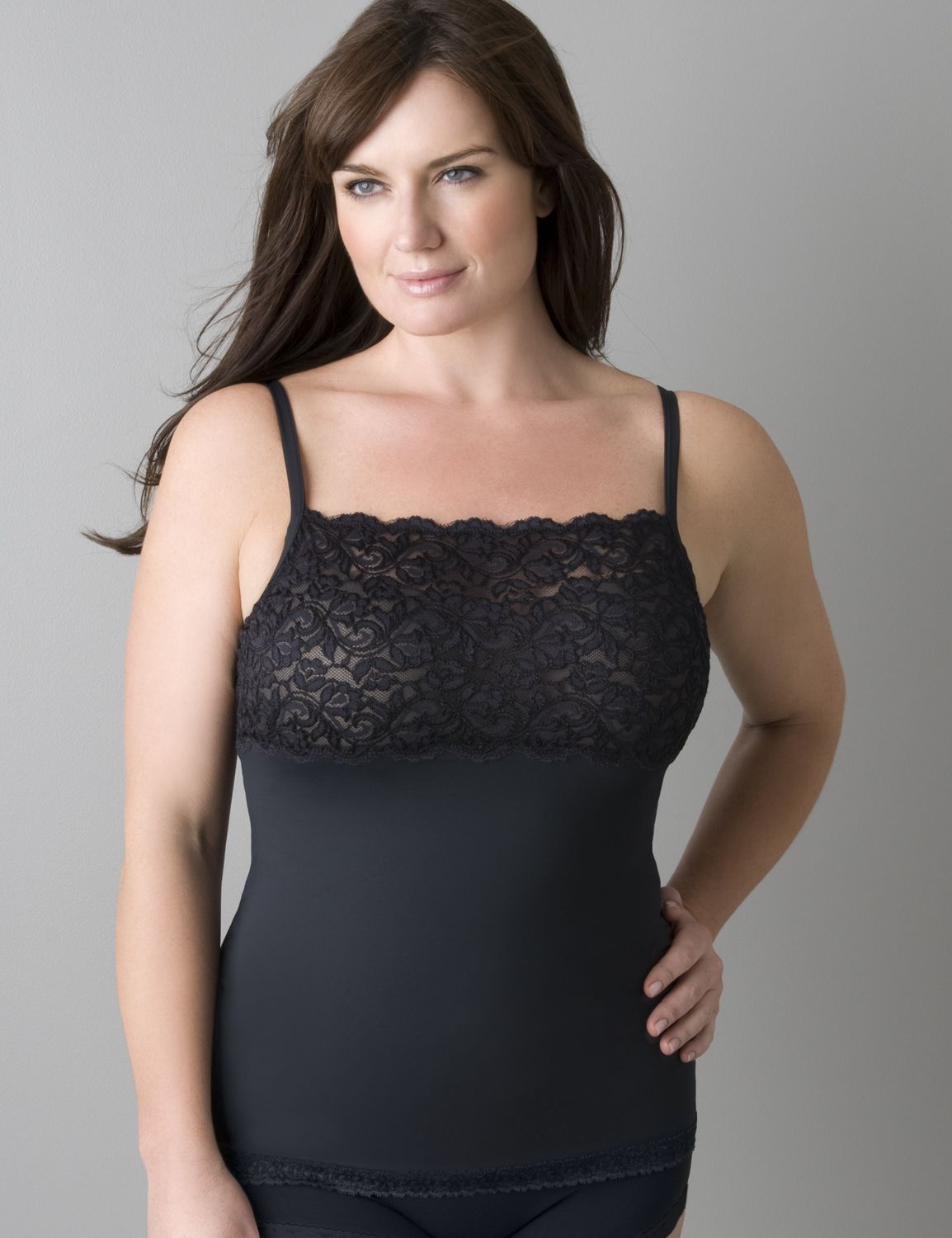 Summer professional plus size underwear dupont elastic nylon lace slim spaghetti strap vest c052