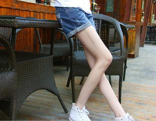 Summer roll-up hem casual hole loose plus size denim shorts mm shorts female trousers