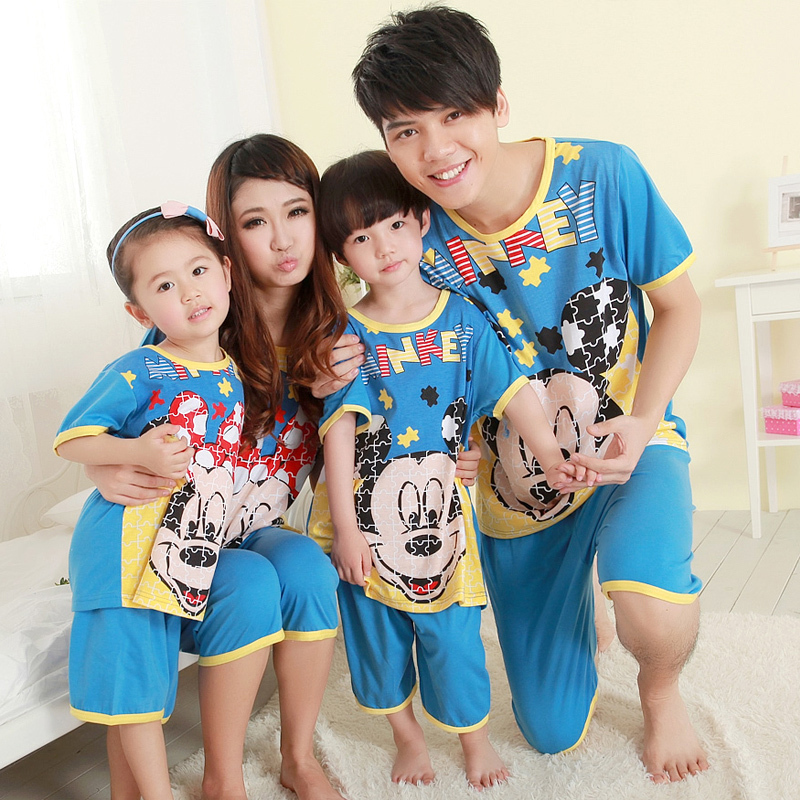 Summer short-sleeve family fashion family set cartoon MICKEY parent-child sleepwear lovers lounge