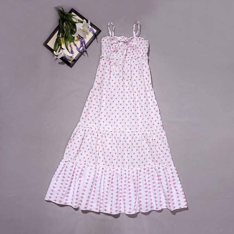 Summer shoulder strap adjustable bra sweet floral print spaghetti strap one-piece dress d392a