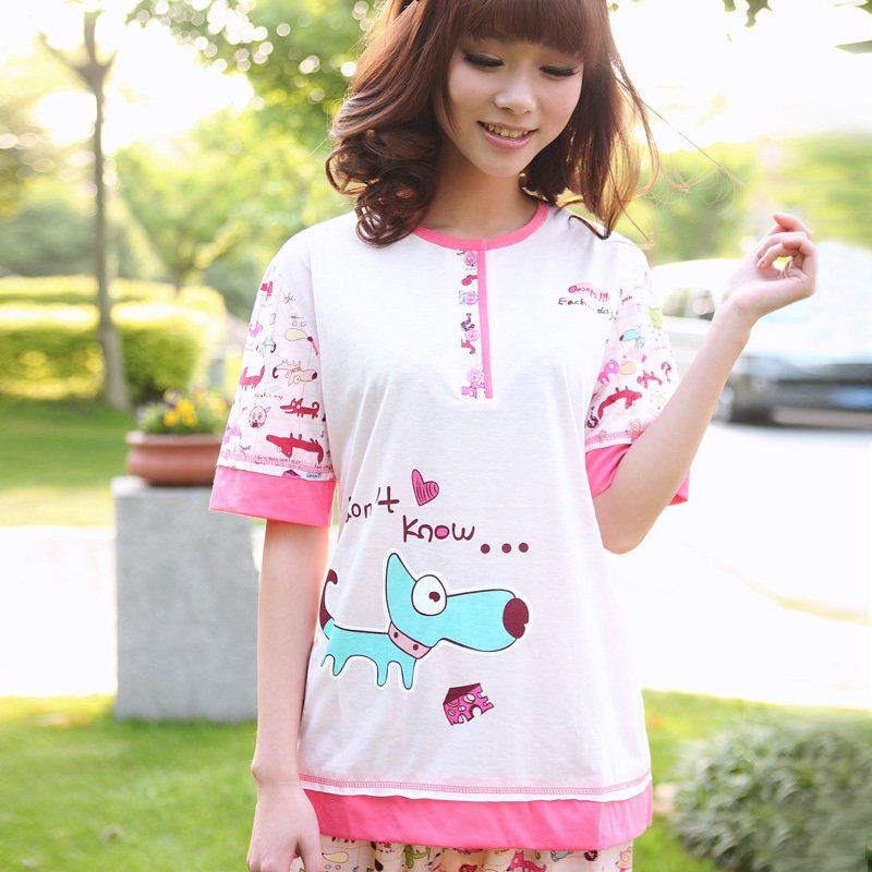 Summer sleepwear female puppy cotton short-sleeve women's lounge set