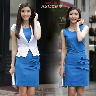 Summer slim formal ol work wear women's skirt summer gentlewomen twinset one-piece dress
