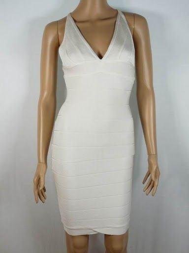 Summer Spring White V-neck Bandage Women HL Dress Good elastic Sexy Lady Party Dress Celebrity Dress HL0930