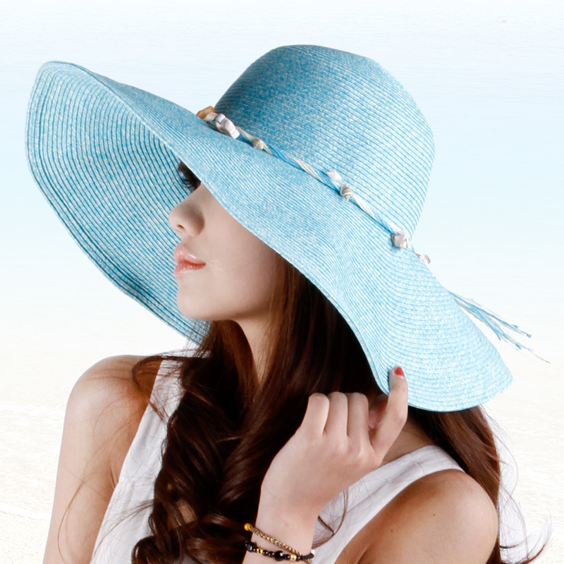 Summer strawhat millinery sunscreen large anti-uv straw braid fedoras sun-shading beach cap