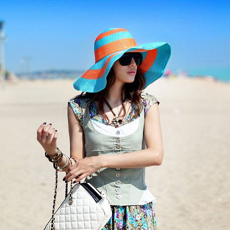 Summer sun hat beach cap sunbonnet strawhat women's sun hat large outdoor anti-uv