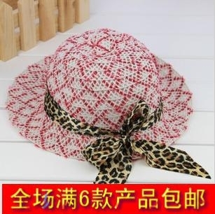 Summer sun hat mesh cap chromophous leopard print bandeaus beach cap sun hat strawhat female sun-shading hat