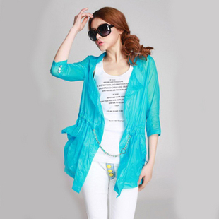 Summer sun protection clothing women's top medium-long sun protection clothing beach outerwear female