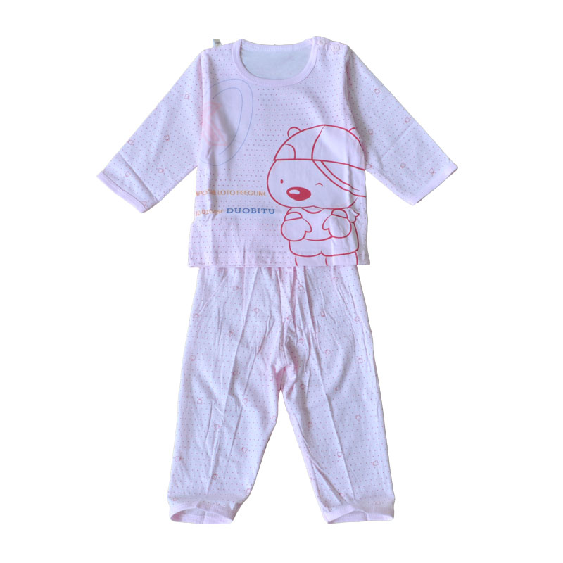 Summer thin baby 100% cotton underwear baby 100% cotton set child male child female child sleepwear 1448