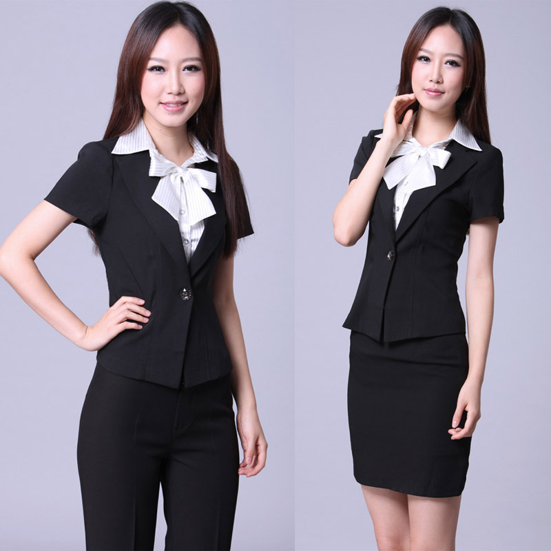 Summer tooling white collar elegant fashion female formal professional set yz1103