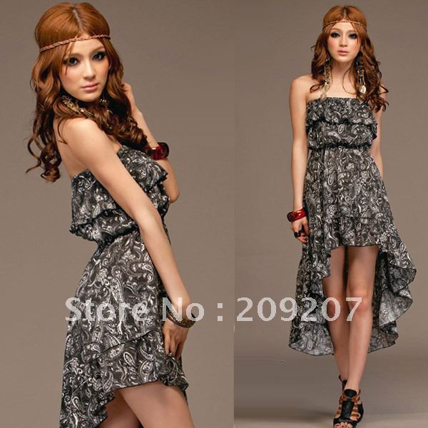 Summer tube top dress 2012 dress fashion sexy slim irregular sweep summer one-piece dress skirt