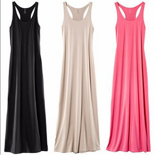 Summer ultra long spaghetti strap one-piece dress long design tank dress modal full dress skirt