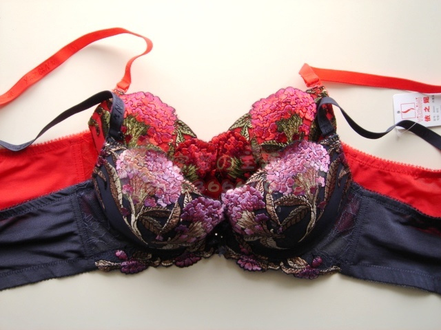 Summer underwear 302a 1 push up thick cotton cup embroidery cup b bra underwear