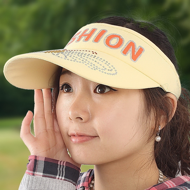 Summer visor women's sun-shading sun hat outdoor sun hat large sparkling diamond