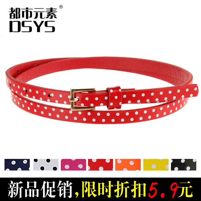 Summer women's candy color japanned leather dot polka dot thin belt female strap female