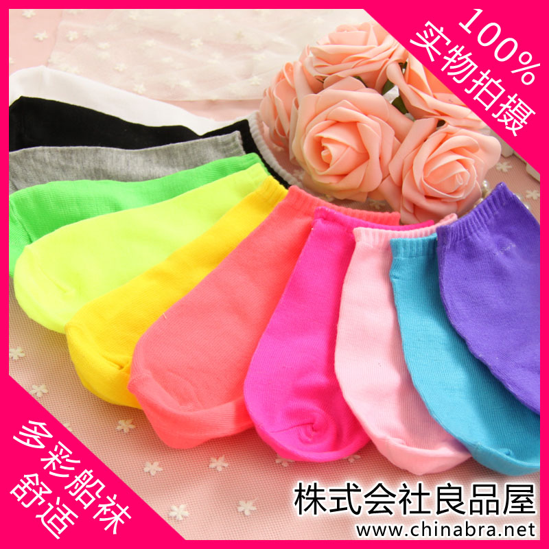 Summer women's cotton comfortable sock slippers candy socks solid color thin socks