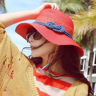 Summer women's hat beach sun hat anti-uv strawhat big along the cap