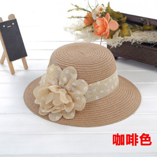 Summer women's hat casual sun bucket hats dot flower sunbonnet sunscreen strawhat a407