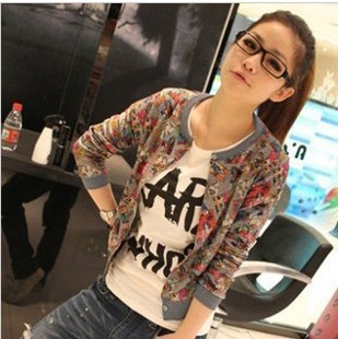 summer Women's spring fashion slim 2013 cartoons small short jacket ash black-matrix spring