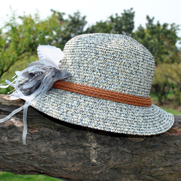 Summer women's strawhat summer hat straw braid sunbonnet beach cap flower dome hat