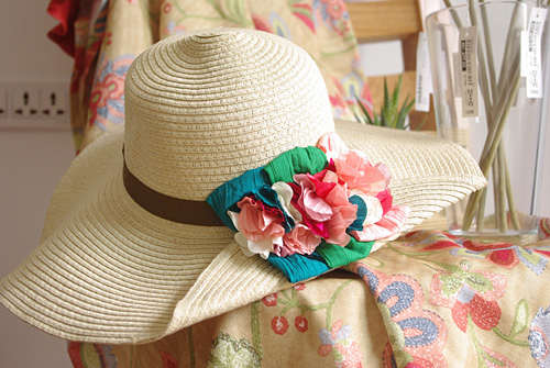 Summer women's sun-shading big along strawhat flower beach straw braid hat sun hat